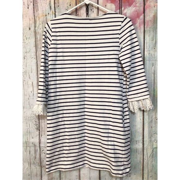 ELLISON Size Small Sweatshirt Dress with Lace Accents Black & White Striped ~ Po - Picture 11 of 11